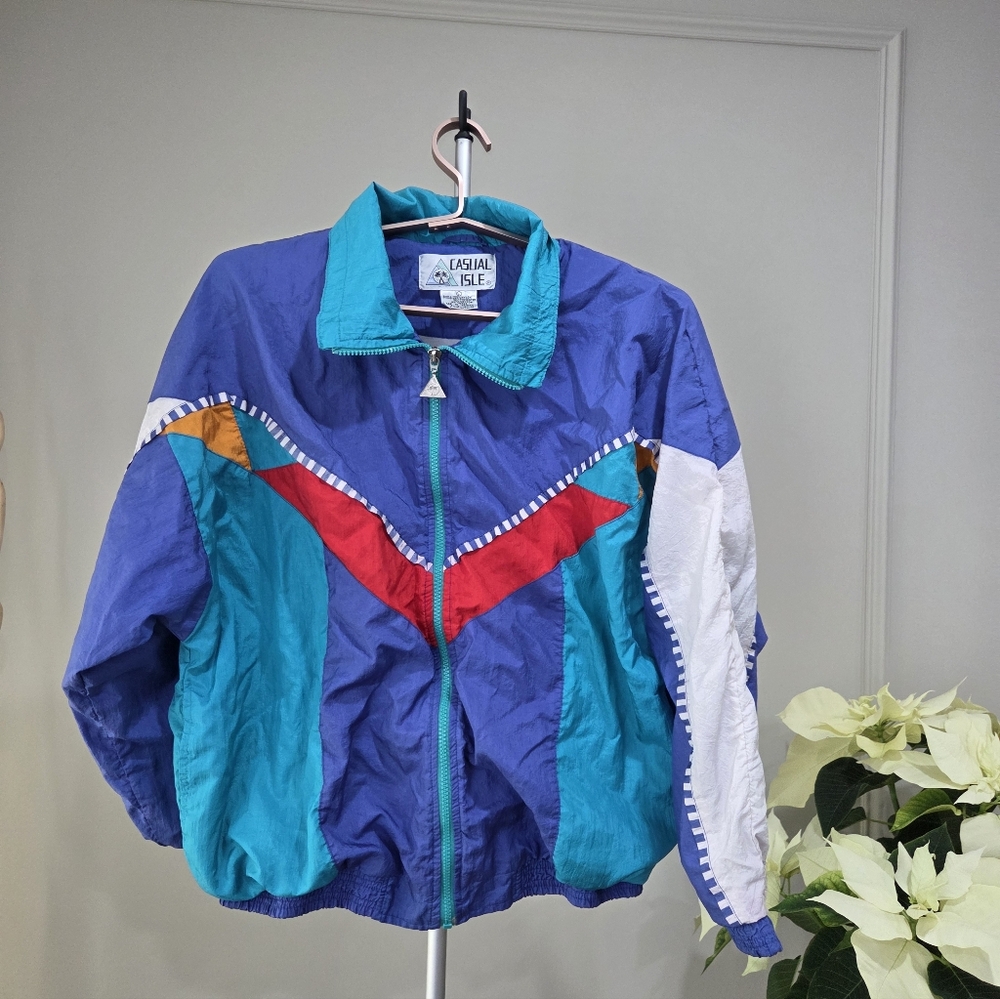 Casual Isle Women's Colorful Windbreaker Jacket Sz.L